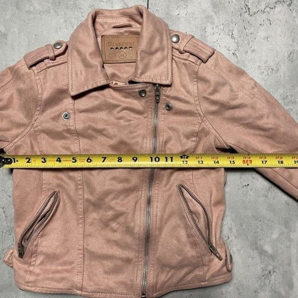 BLANK NYC Suede Microfiber Womens Moto Jacket Zip Button Cropped Size M - Picture 9 of 10